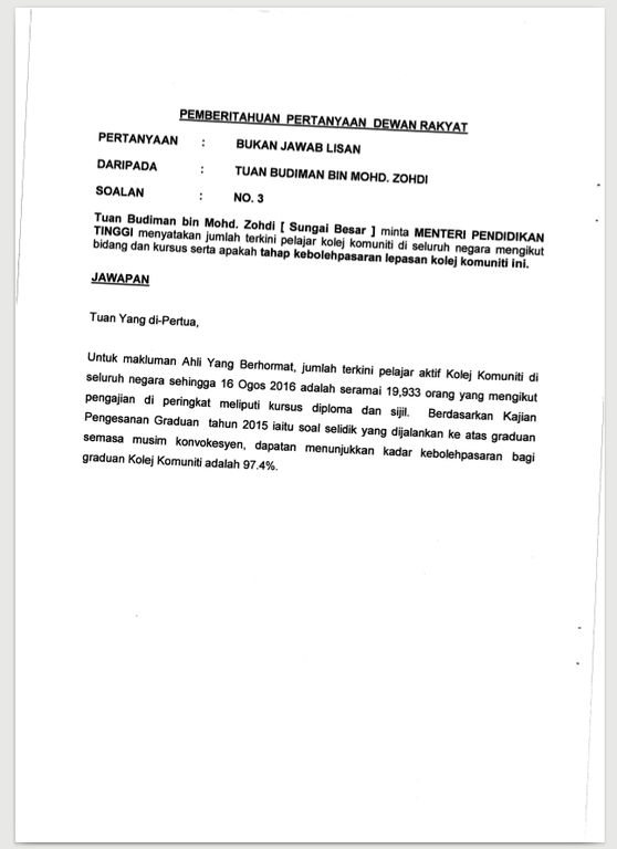 Skewed text of scanned Malaysian parliamentary document Example of skewed text from scanned Malaysian parliamentary documents