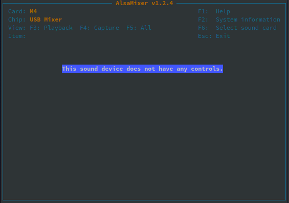 Alsa Mixer no controls